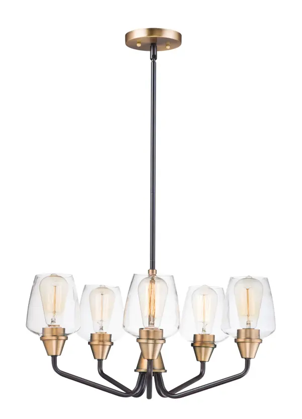 Goblet 5-Light Chandelier in Bronze with Antique Brass - Image 1