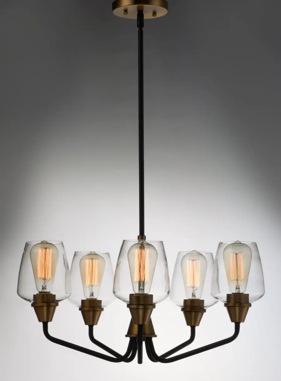 Goblet 5-Light Chandelier in Bronze with Antique Brass - Image 2