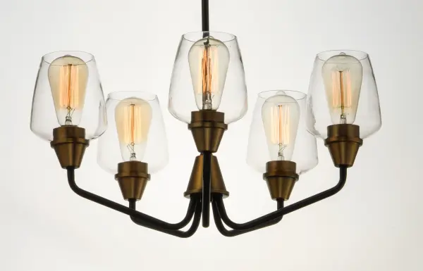 Goblet 5-Light Chandelier in Bronze with Antique Brass - Image 4