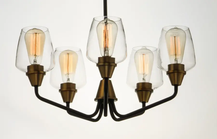 Goblet 5-Light Chandelier in Bronze with Antique Brass - Image 4