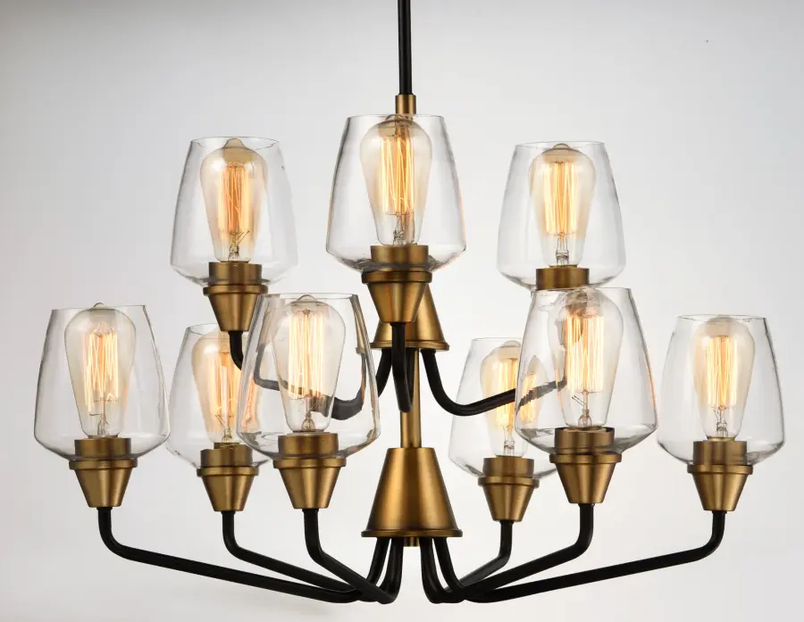 Goblet 9-Light Chandelier in Bronze with Antique Brass - Image 2