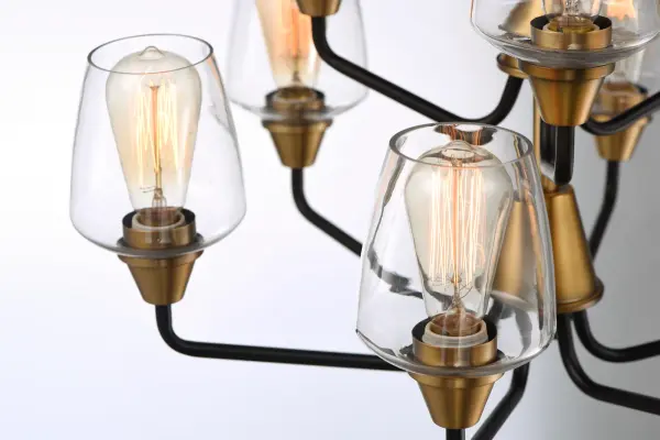 Goblet 9-Light Chandelier in Bronze with Antique Brass - Image 3