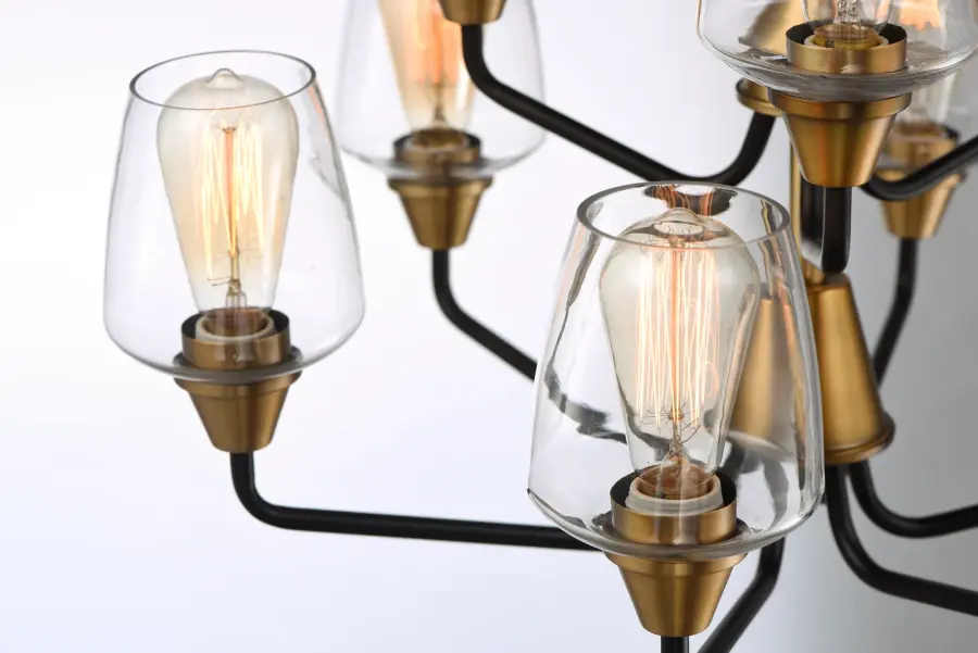 Goblet 9-Light Chandelier in Bronze with Antique Brass - Image 3