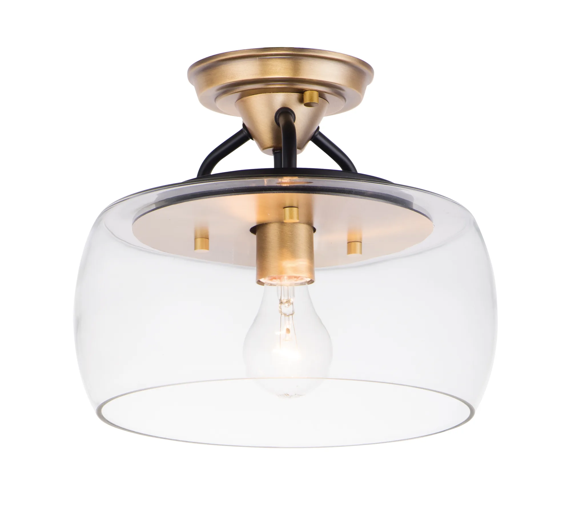 Goblet One Light Semi-Flush Mount in Bronze / Antique Brass