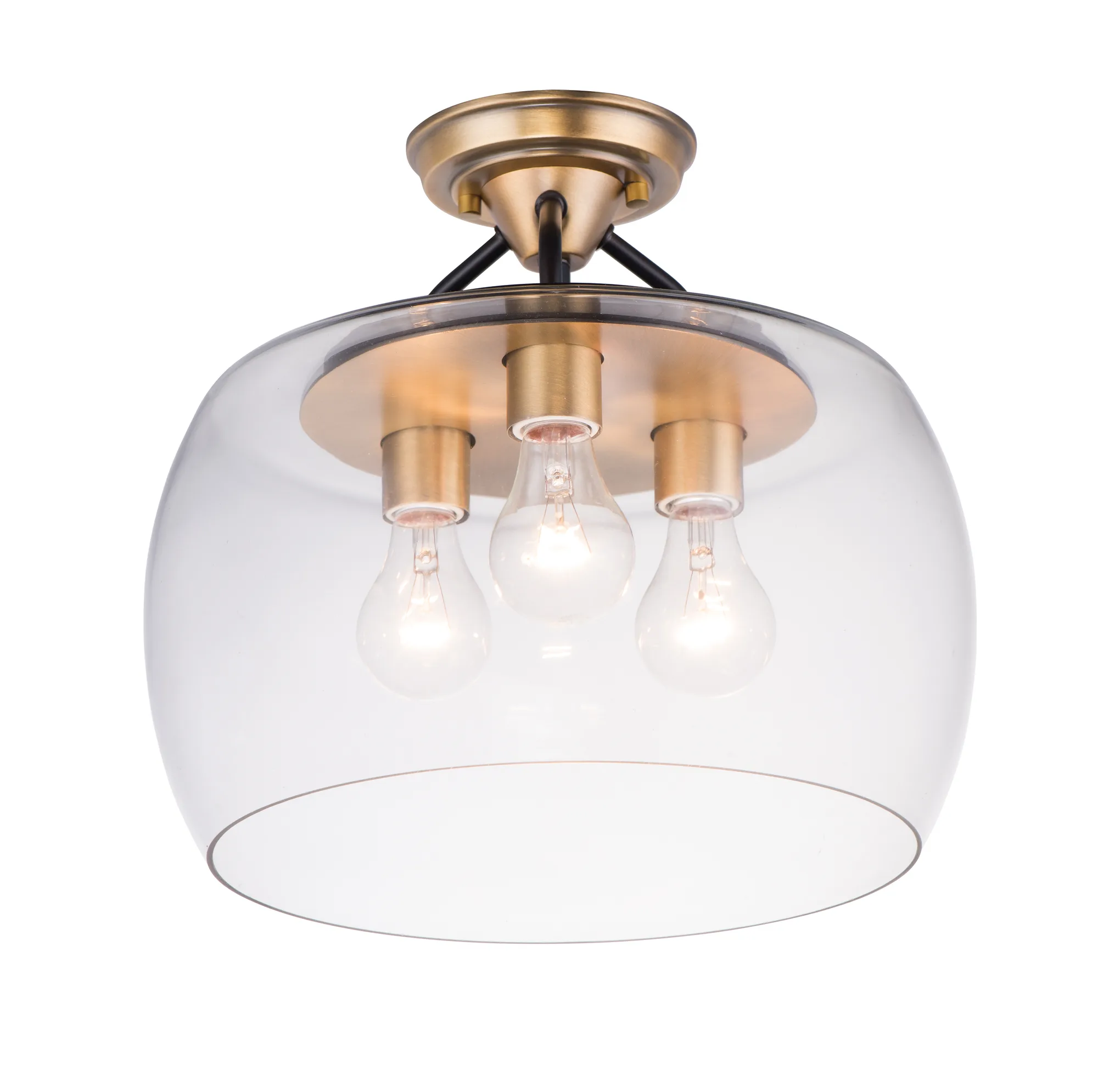 Goblet Three Light Semi-Flush Mount in Bronze / Antique Brass