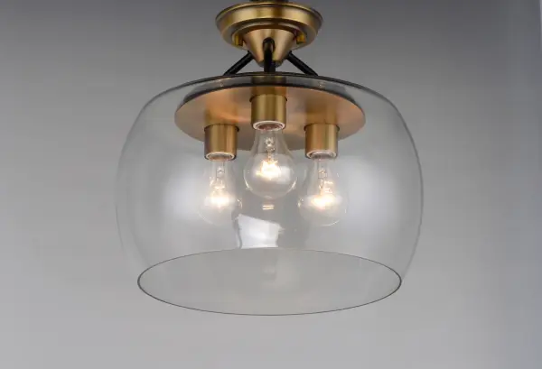 Goblet 3-Light Semi-Flush Mount in Bronze with Antique Brass - Image 2