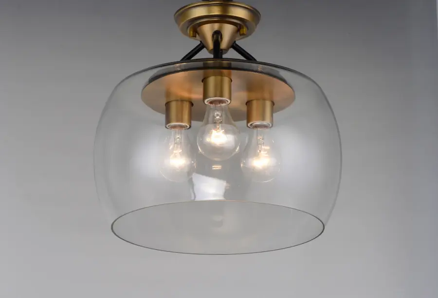 Goblet 3-Light Semi-Flush Mount in Bronze with Antique Brass - Image 2