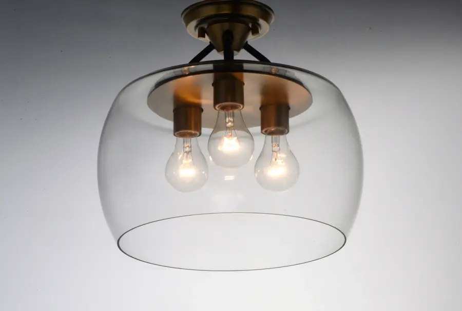 Goblet 3-Light Semi-Flush Mount in Bronze with Antique Brass - Image 3