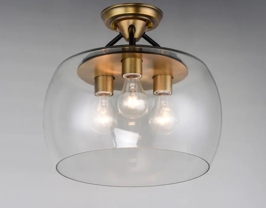 Goblet 3-Light Semi-Flush Mount in Bronze with Antique Brass - Image 4