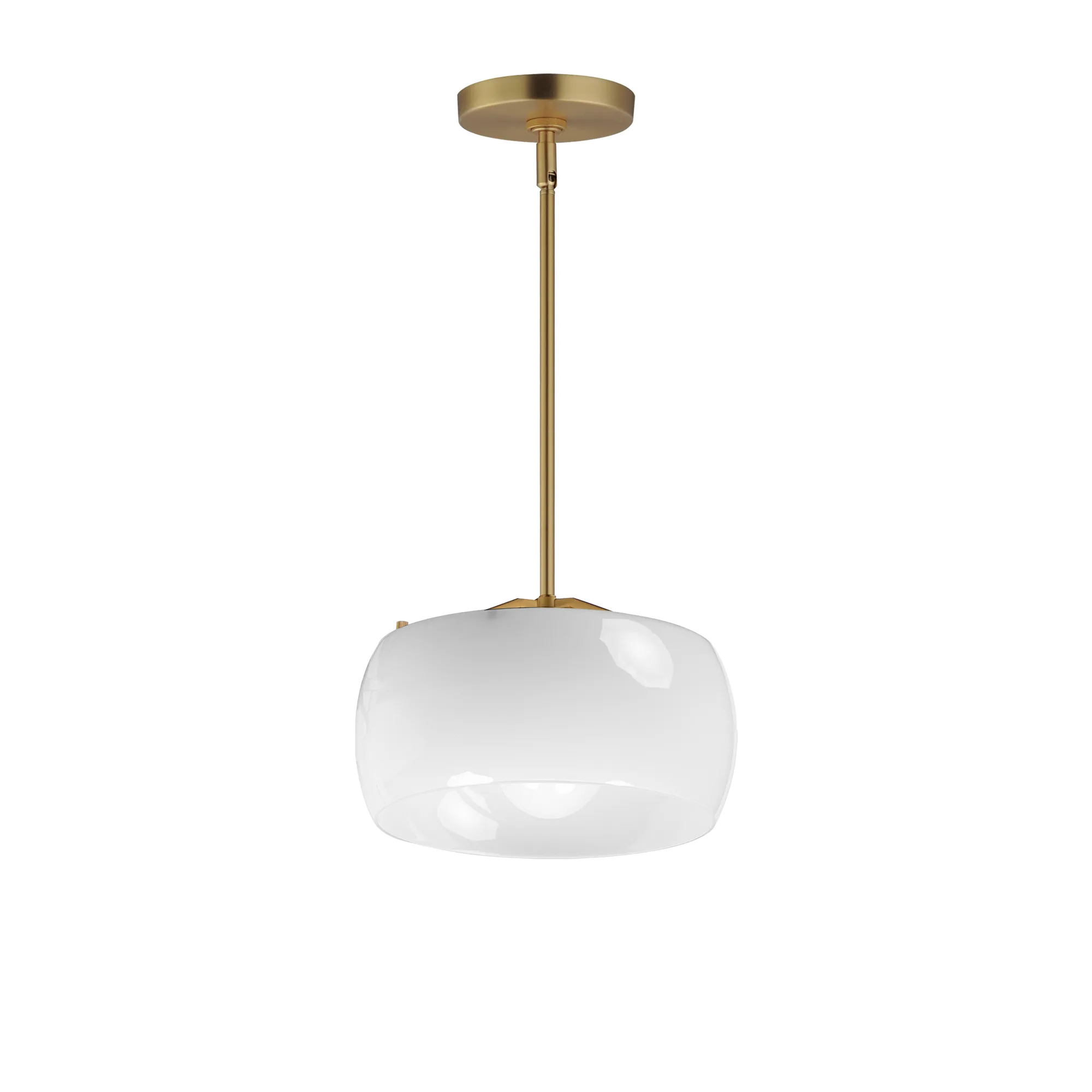 Glazed One Light Pendant in White/Natural Aged Brass