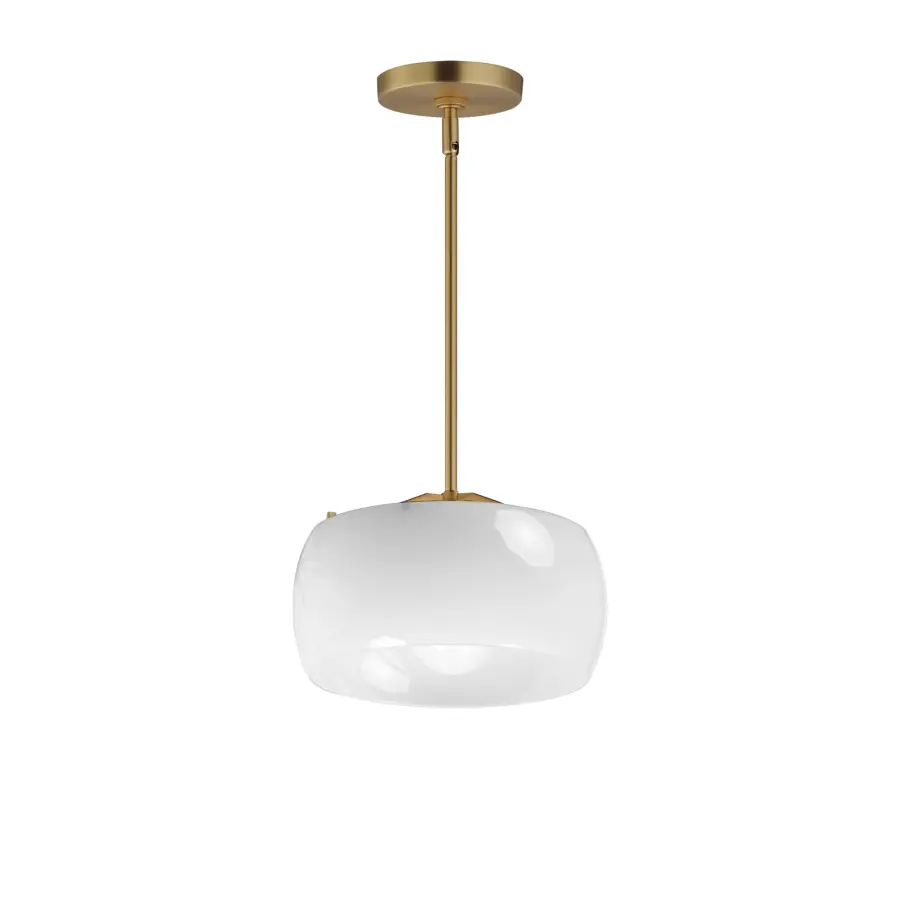 Glazed One Light Pendant in White/Natural Aged Brass - Image 1