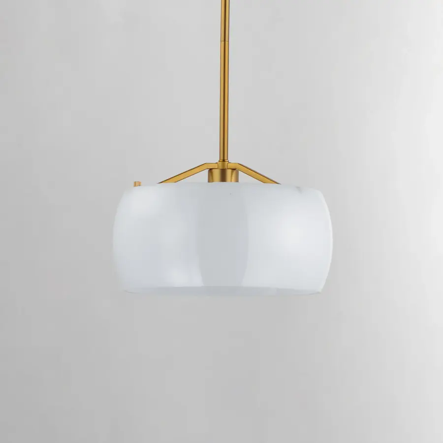 Glazed One Light Pendant in White/Natural Aged Brass - Image 2