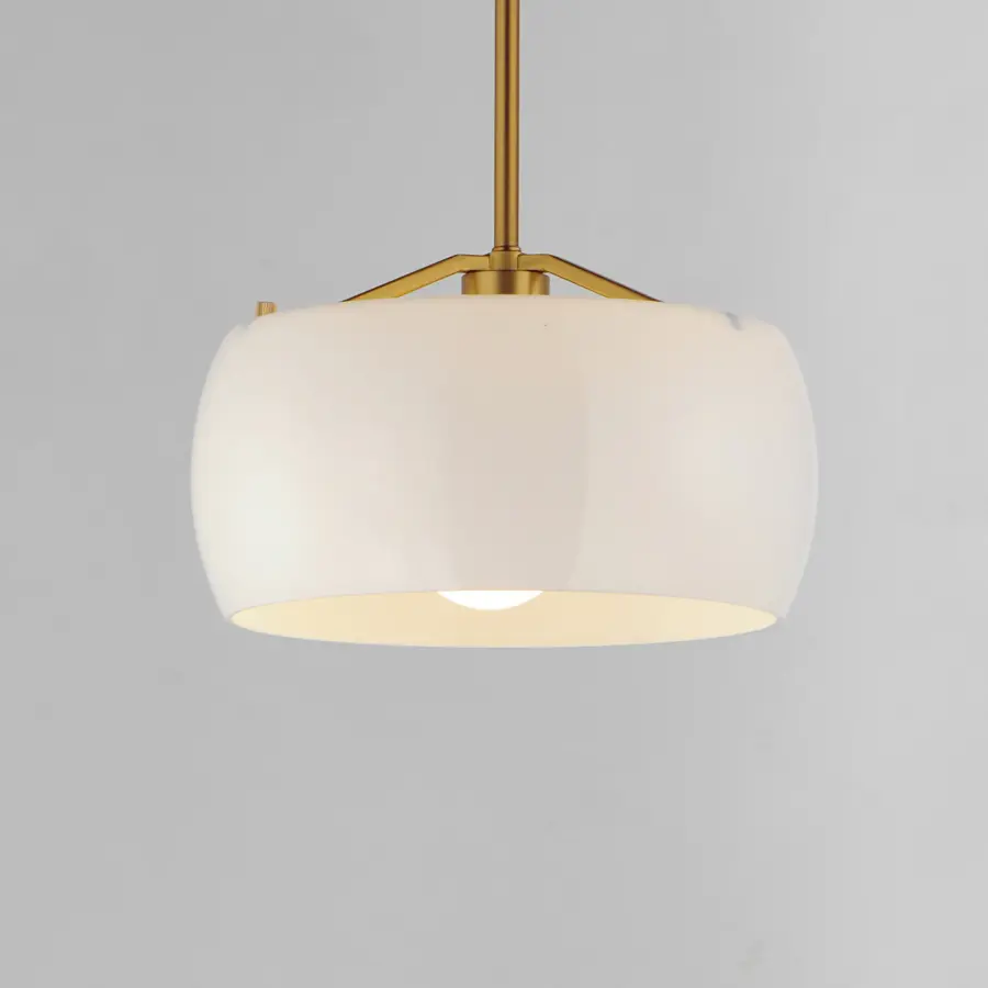 Glazed One Light Pendant in White/Natural Aged Brass - Image 3