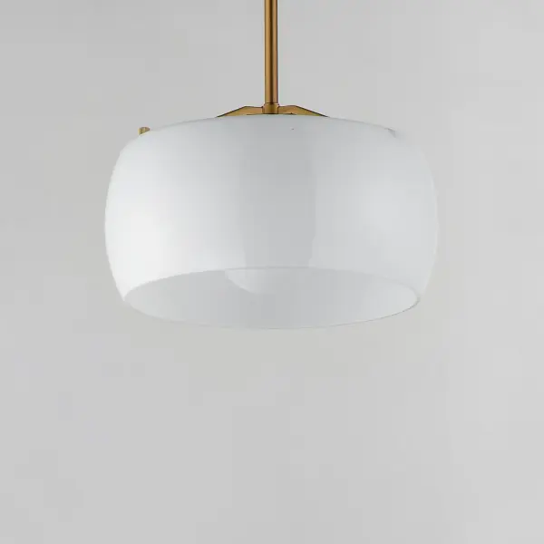 Glazed One Light Pendant in White/Natural Aged Brass - Image 4
