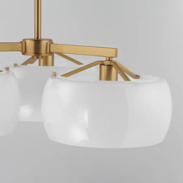 Glazed Three Light Chandelier in White/Natural Aged Brass - Image 4