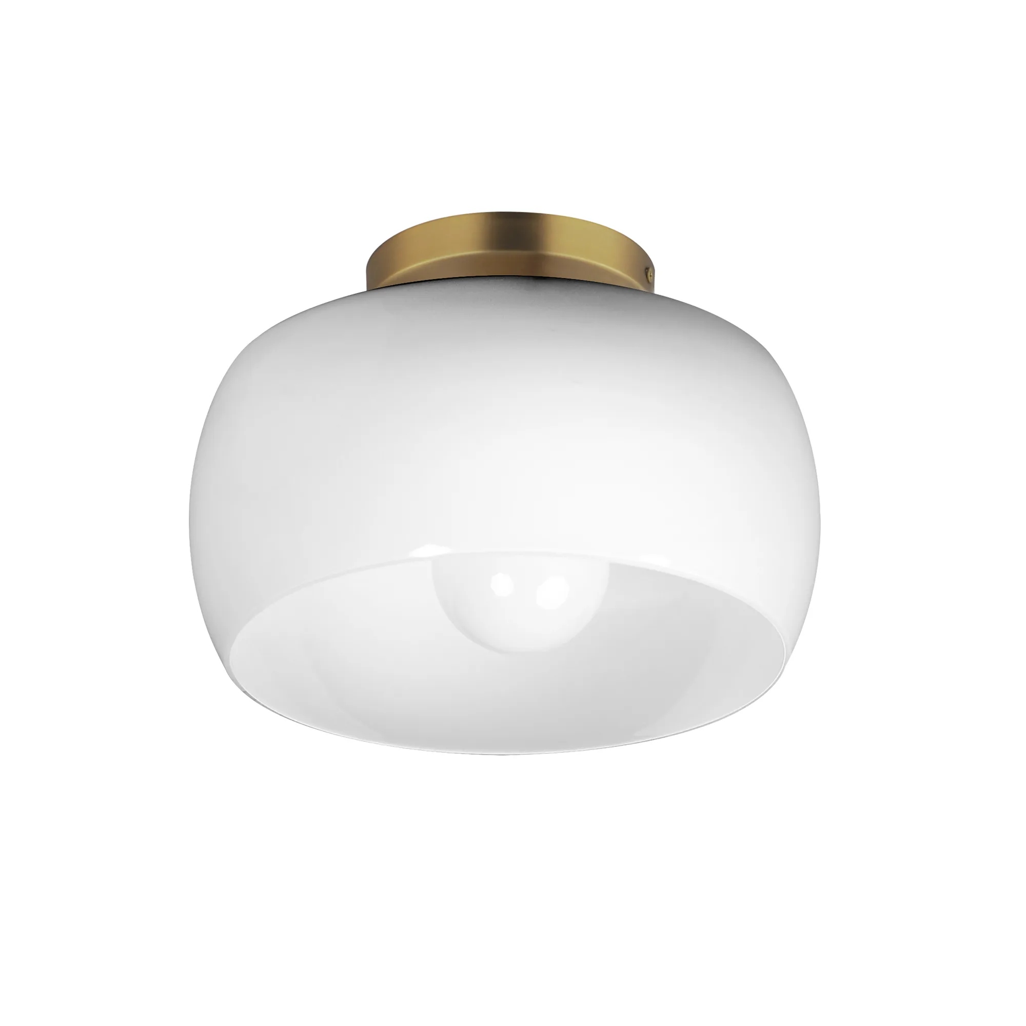 Glazed One Light Flush Mount in White/Natural Aged Brass