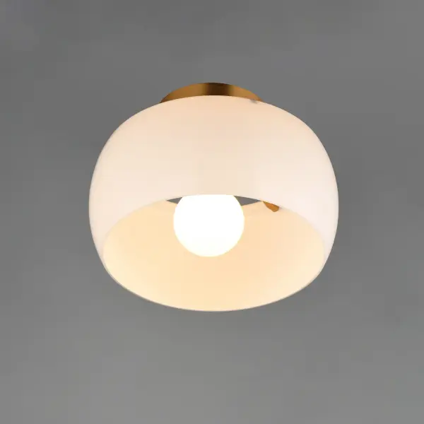 Glazed One Light Flush Mount in White/Natural Aged Brass - Image 3