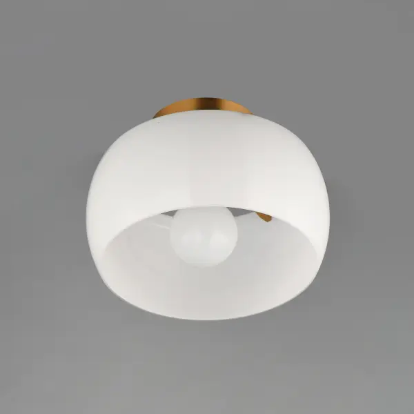 Glazed One Light Flush Mount in White/Natural Aged Brass - Image 4