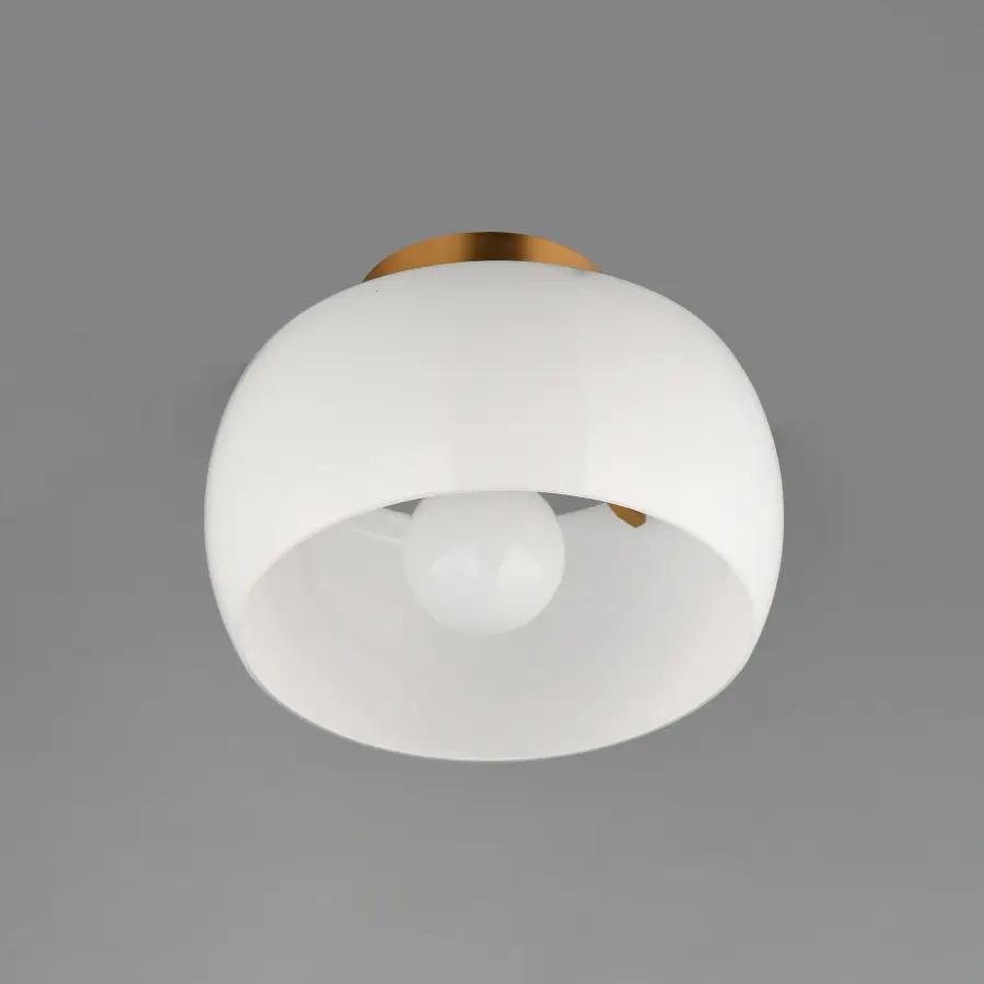 Glazed One Light Flush Mount in White/Natural Aged Brass - Image 4