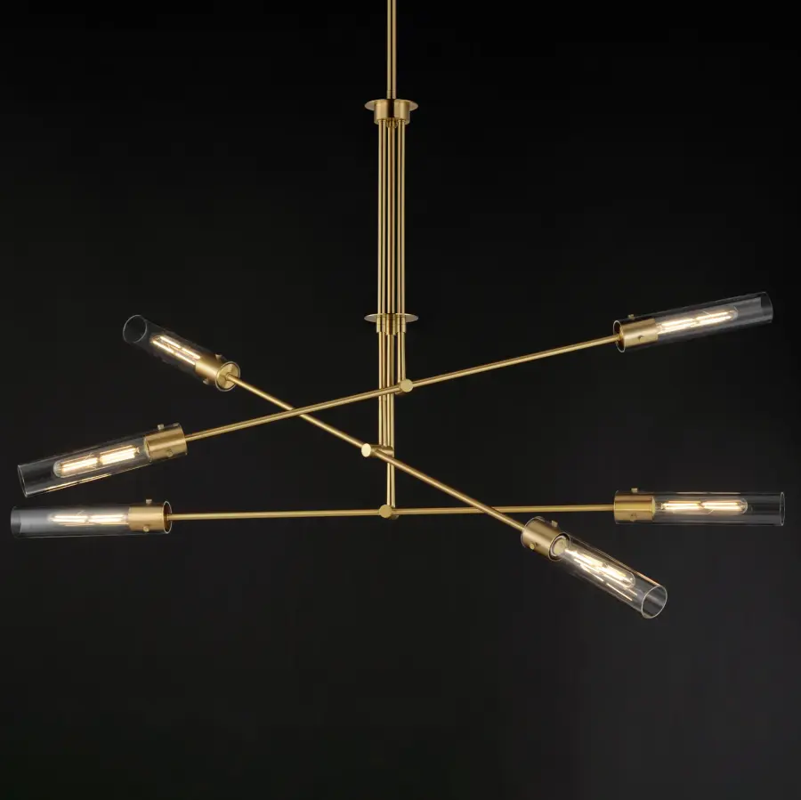 Equilibrium 6-Light LED Linear Chandelier in Natural Aged Brass - Image 2