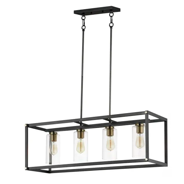 A simple and transitional offering of Matte Black and accented with Antique Brass pairs well with other like-finish lighting and hardware throughout your home. An element of Clear glass diffusers adds refinement completing this classic styling.