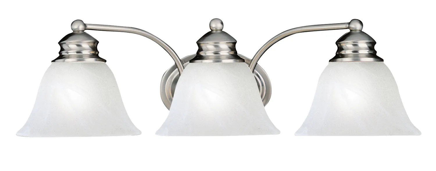 Malaga Three Light Bath Vanity in Satin Nickel