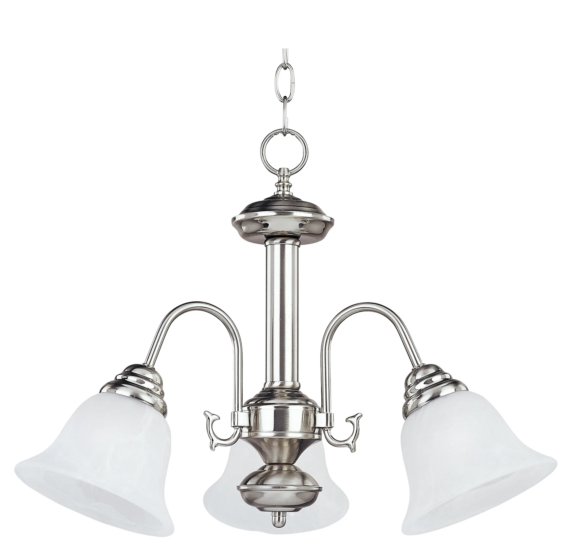 Malaga Three Light Chandelier in Satin Nickel