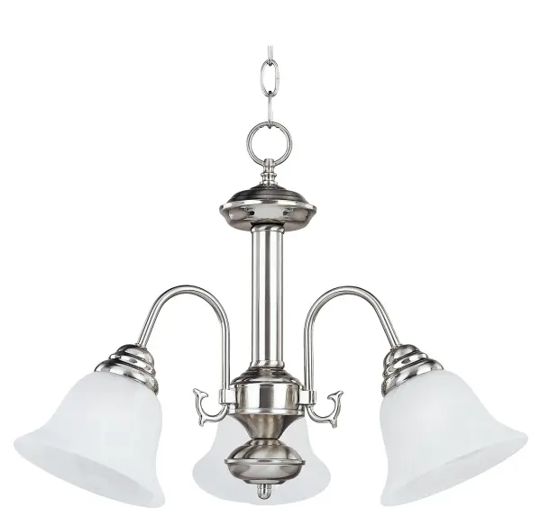 Malaga Three Light Chandelier in Satin Nickel - Image 1