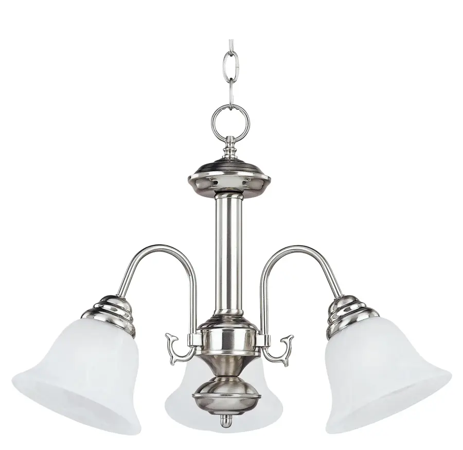Malaga Three Light Chandelier in Satin Nickel - Image 1