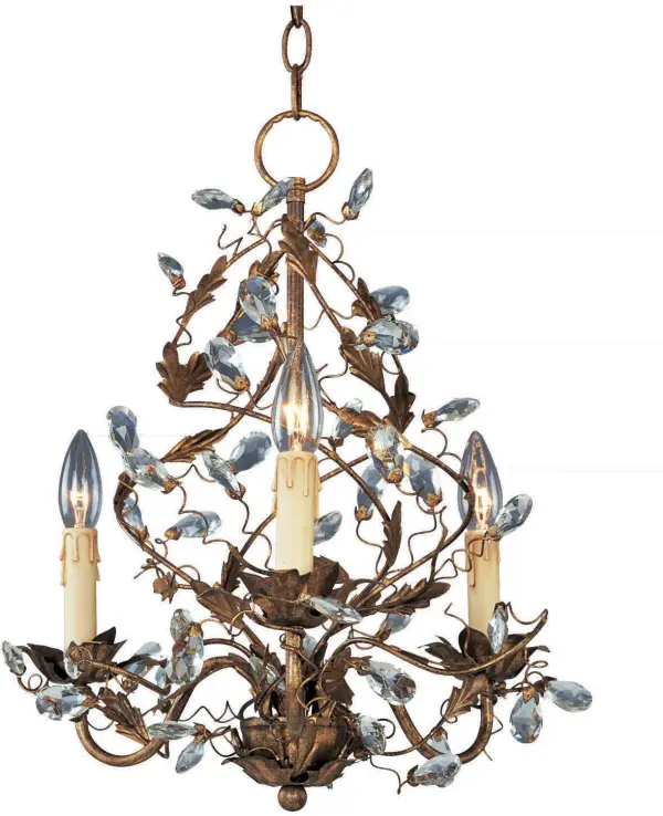 One of our most popular collections, Elegante combines lighting with decorating. Delicate leaves and crystals top the wrap-around vines. Offered in Etruscan Gold or Oil Rubbed Bronze.