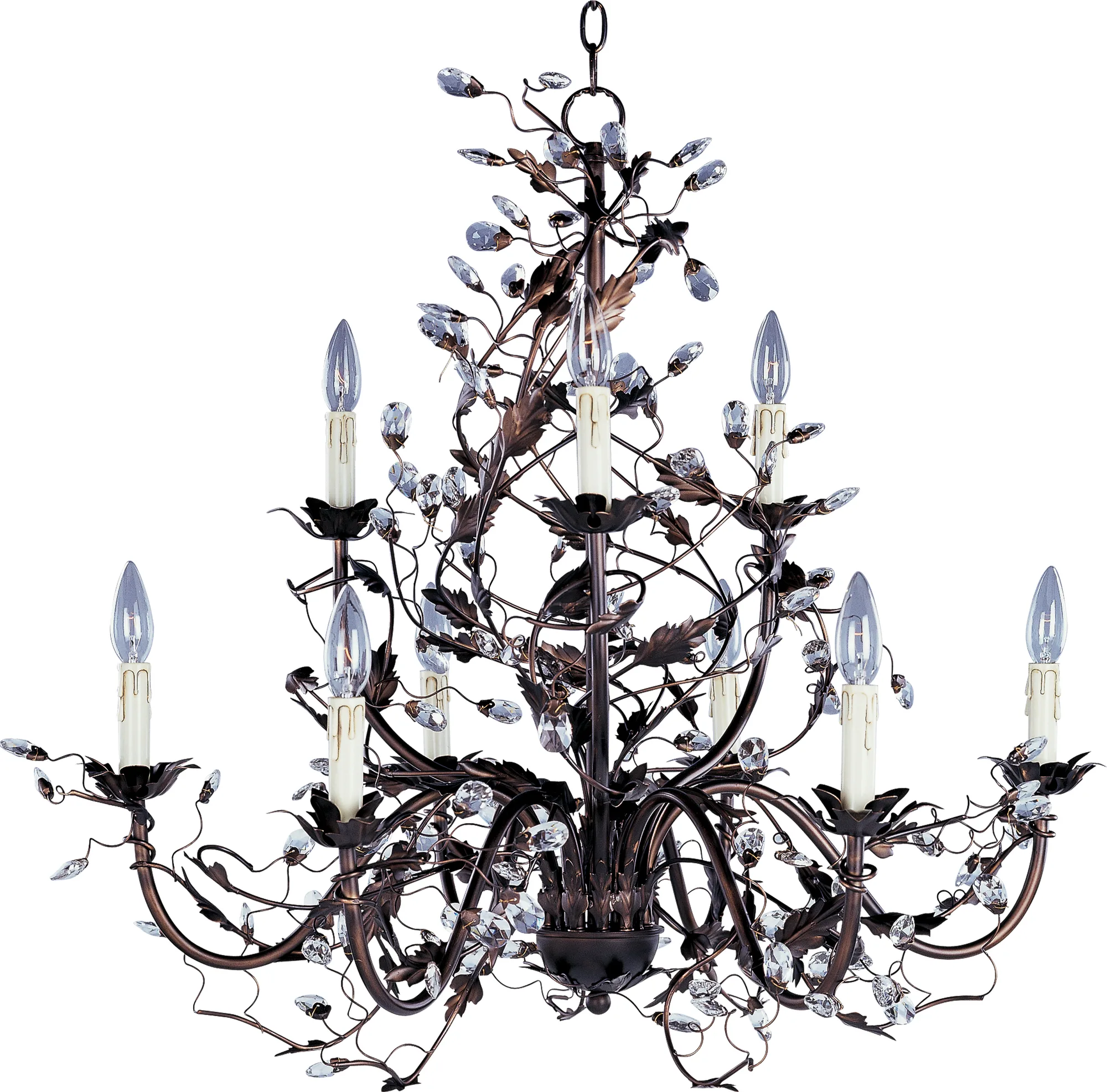 Elegante Nine Light Chandelier in Oil Rubbed Bronze