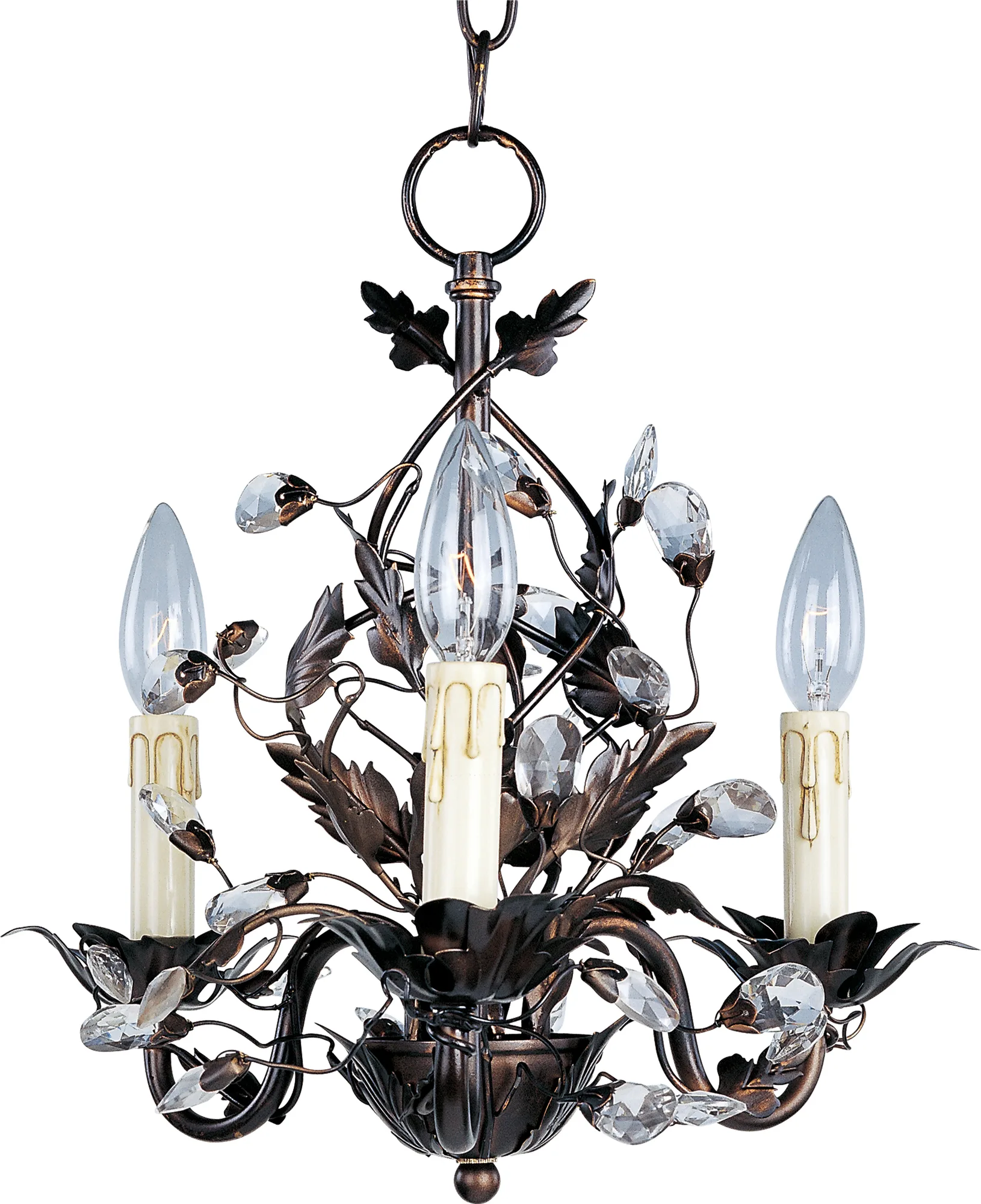 Elegante Three Light Chandelier in Oil Rubbed Bronze