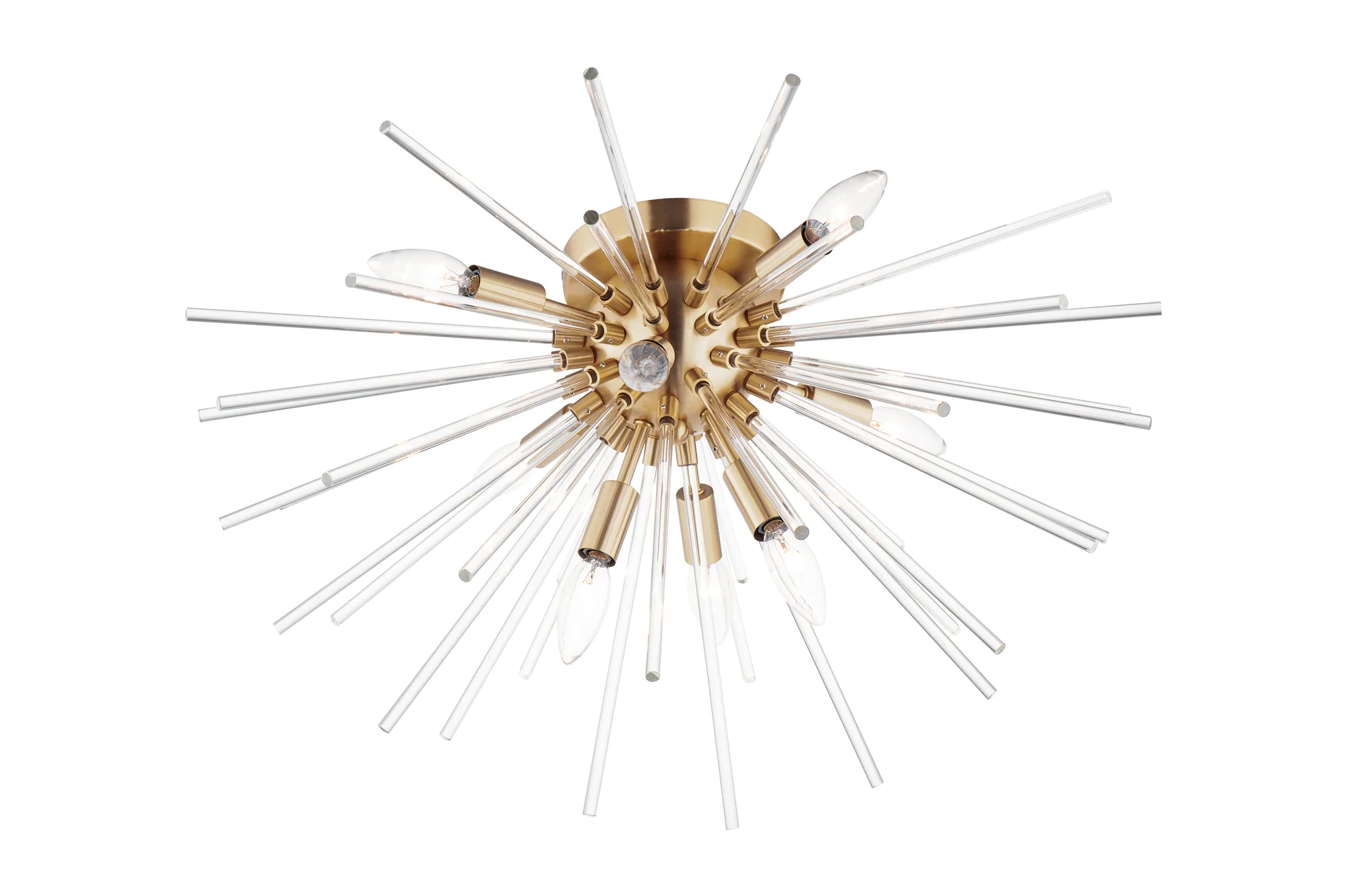 Polaris Eight Light Flush Mount in Satin Brass