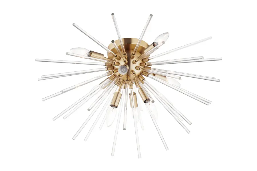 Polaris 8-Light Flush Mount in Satin Brass - Image 1
