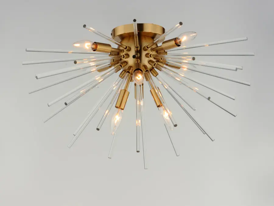 Polaris 8-Light Flush Mount in Satin Brass - Image 2