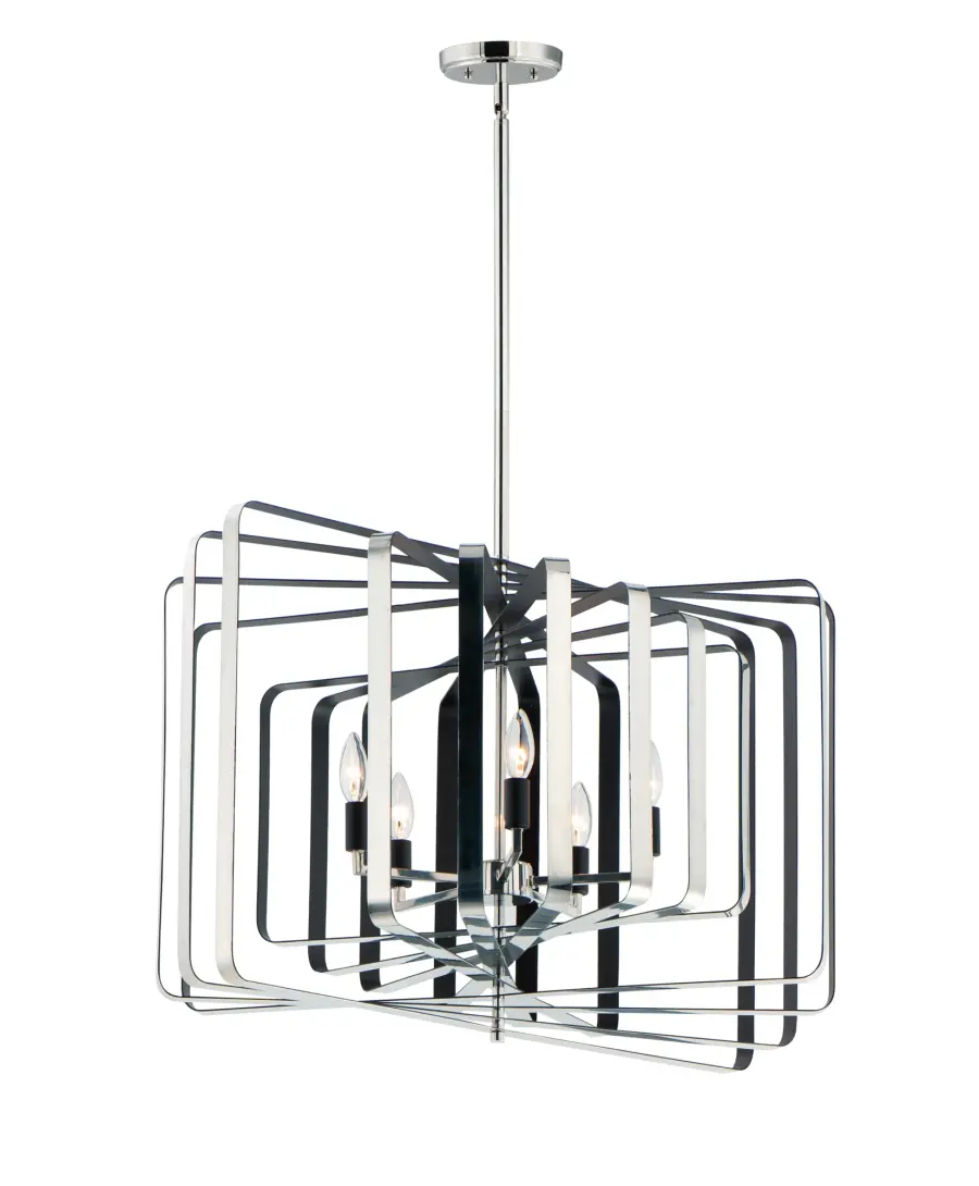 Radial Five Light Pendant in Polished Nickel / Black - Image 1