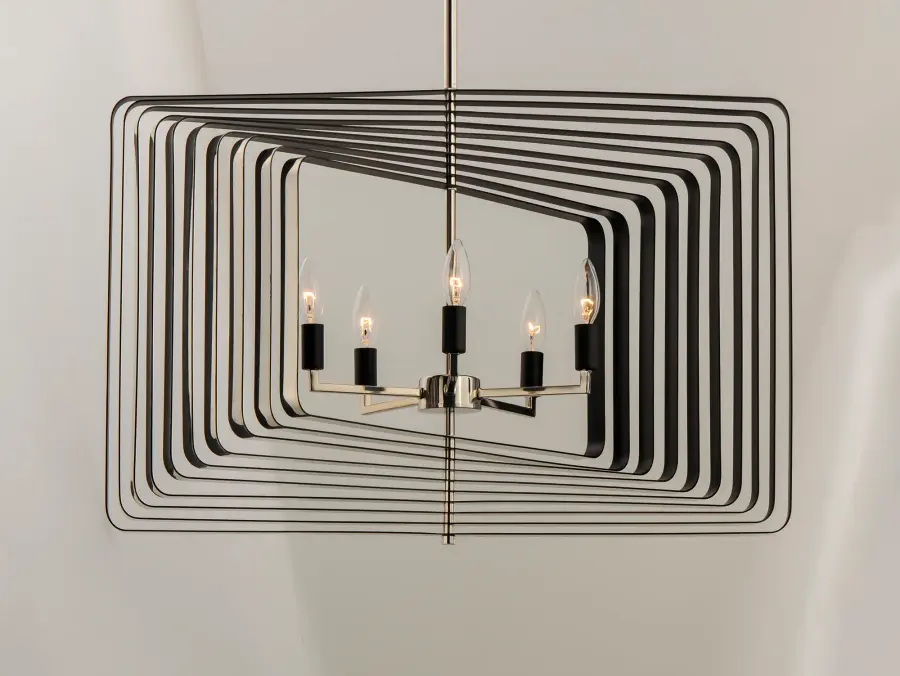 Radial Five Light Pendant in Polished Nickel / Black - Image 2