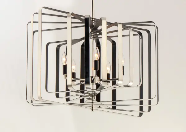 Radial Five Light Pendant in Polished Nickel / Black - Image 4