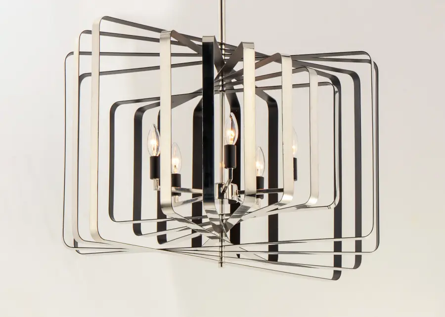 Radial Five Light Pendant in Polished Nickel / Black - Image 4