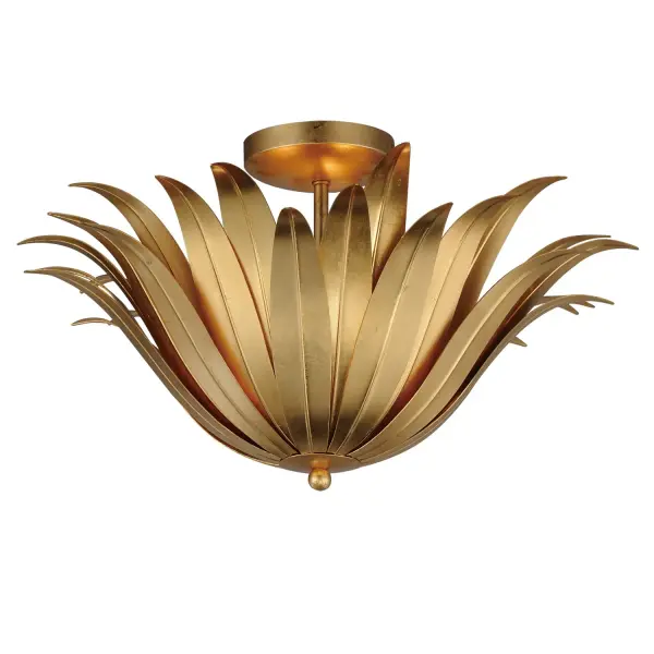 Firenze Three Light Semi Flush/Pendant Convertible in Gold Leaf