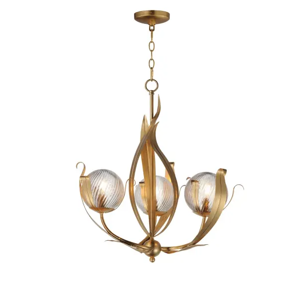 Firenze Three Light Pendant in Gold Leaf