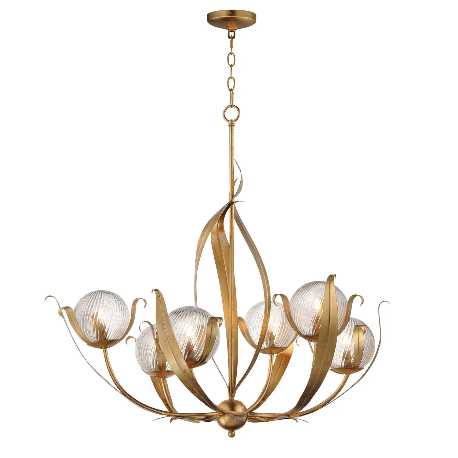 Firenze Six Light Chandelier in Gold Leaf