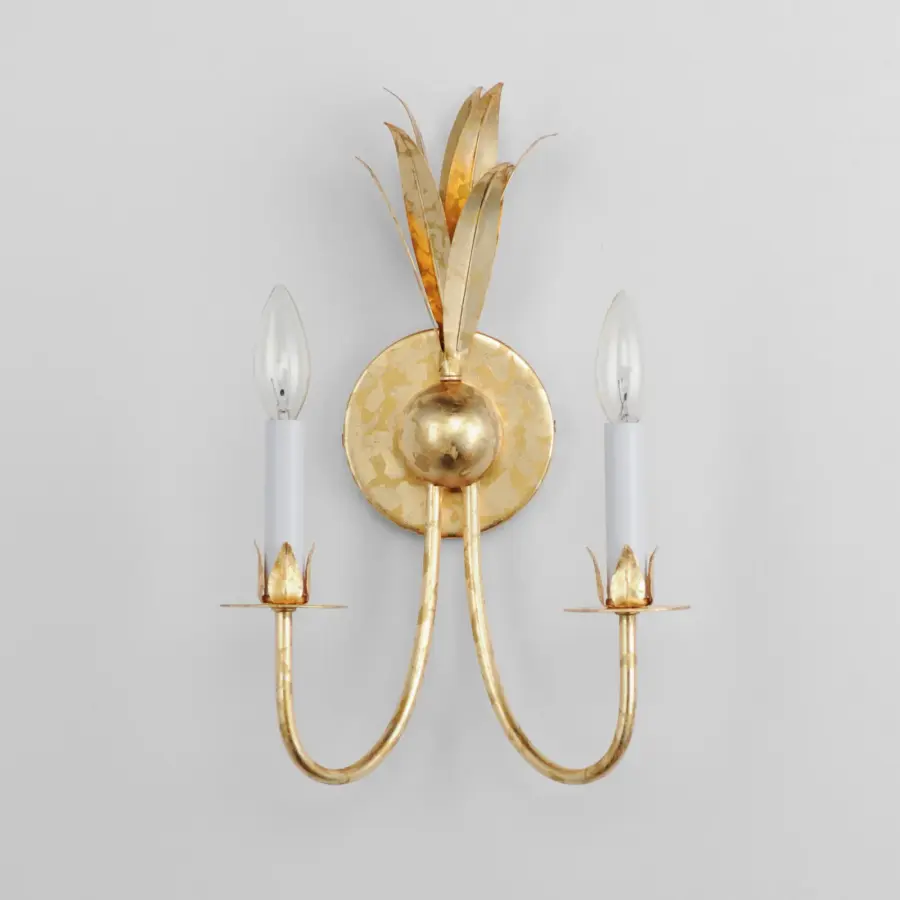 Paloma Two Light Wall Sconce in Gold Leaf - Image 2