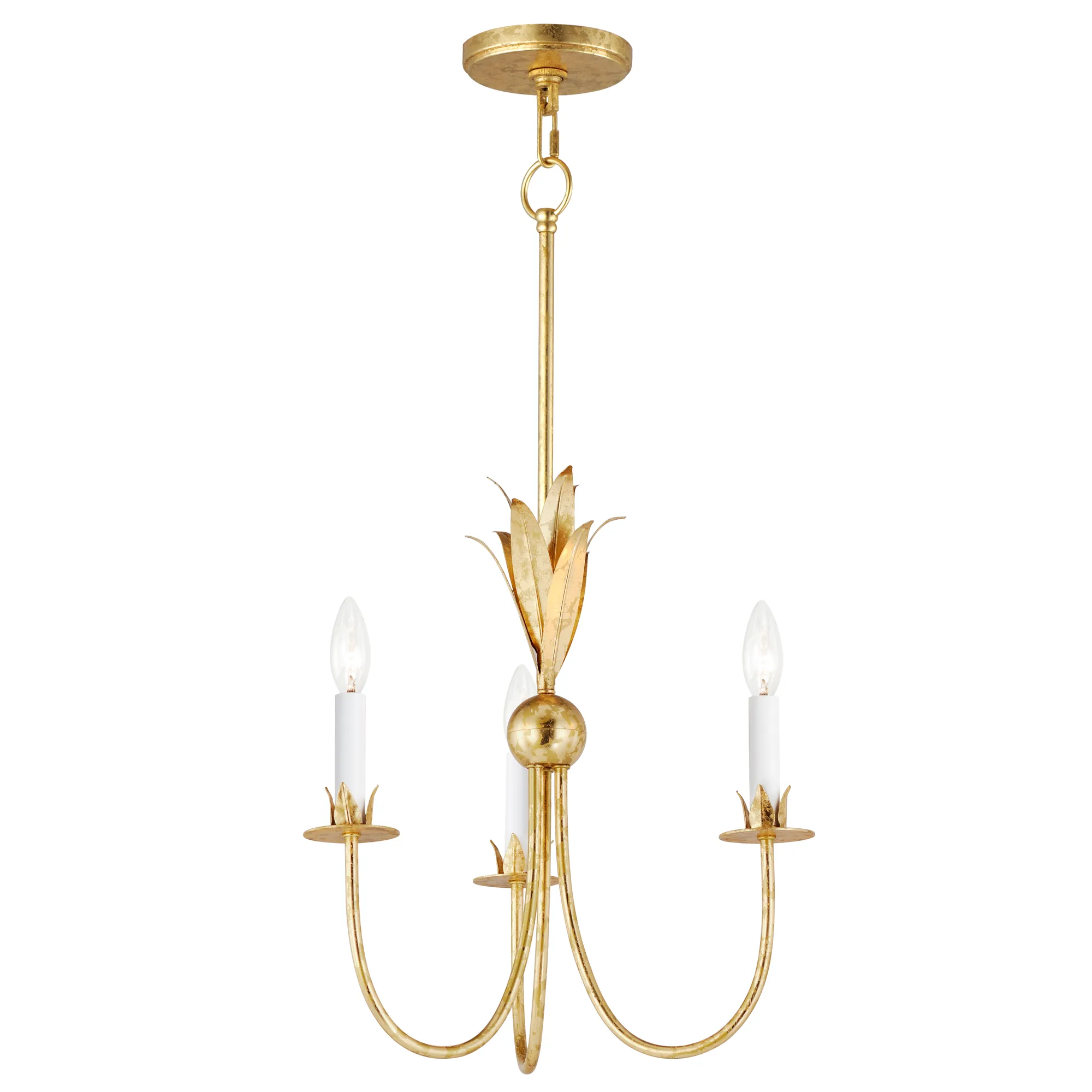 Paloma Three Light Chandelier in Gold Leaf