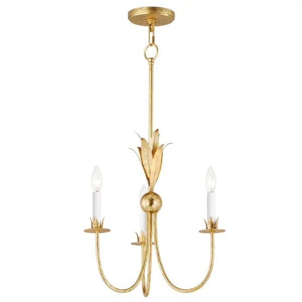 Paloma Three Light Chandelier in Gold Leaf - Image 1