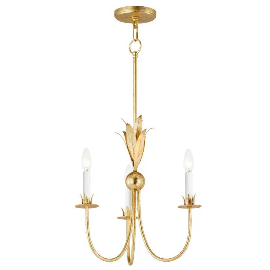 Paloma Three Light Chandelier in Gold Leaf - Image 1