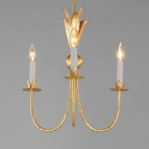 Paloma Three Light Chandelier in Gold Leaf - Image 3