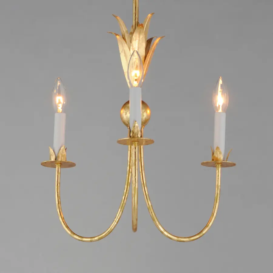Paloma Three Light Chandelier in Gold Leaf - Image 3