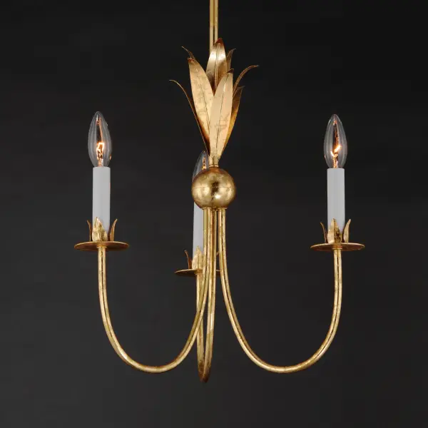 Paloma Three Light Chandelier in Gold Leaf - Image 4