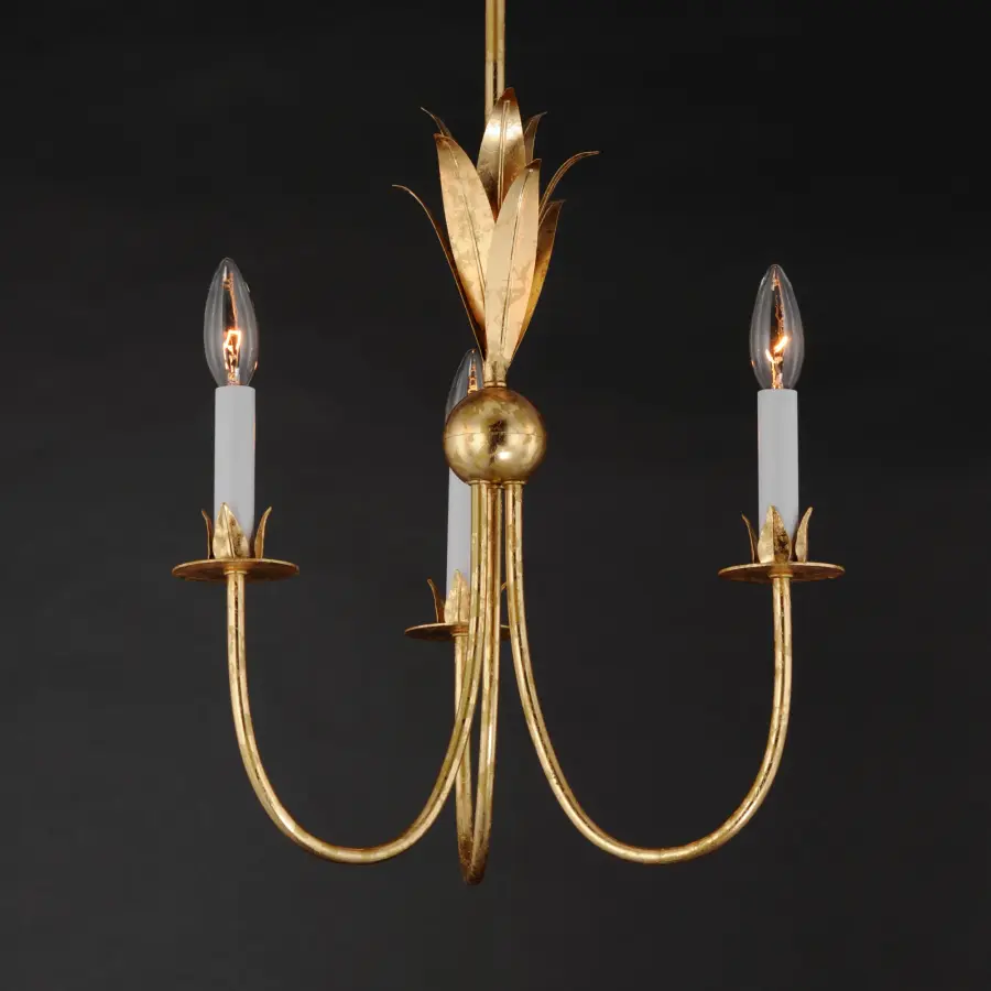 Paloma Three Light Chandelier in Gold Leaf - Image 4